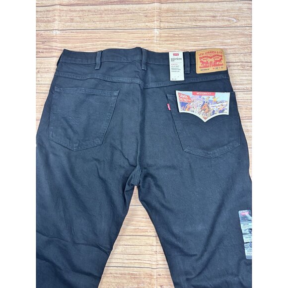 Levis Mens Western Fit Stretch Straight Leg Jeans W38 L32 Black - Picture 9 of 13